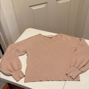 Philosophy Ribbed Tan V Neck Knit Comfy Lightweight for layering Women’s Size L